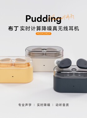 水月雨Pudding布丁TWS入耳式耳机真无线蓝牙6.0实时ANC主动降噪豆