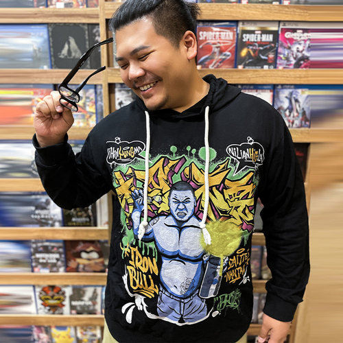 大码男装街头潮流连帽卫衣大印花