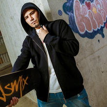 JSMIX潮大码男装宽松加肥加大连帽加绒保暖双拉链头开衫夹克外套