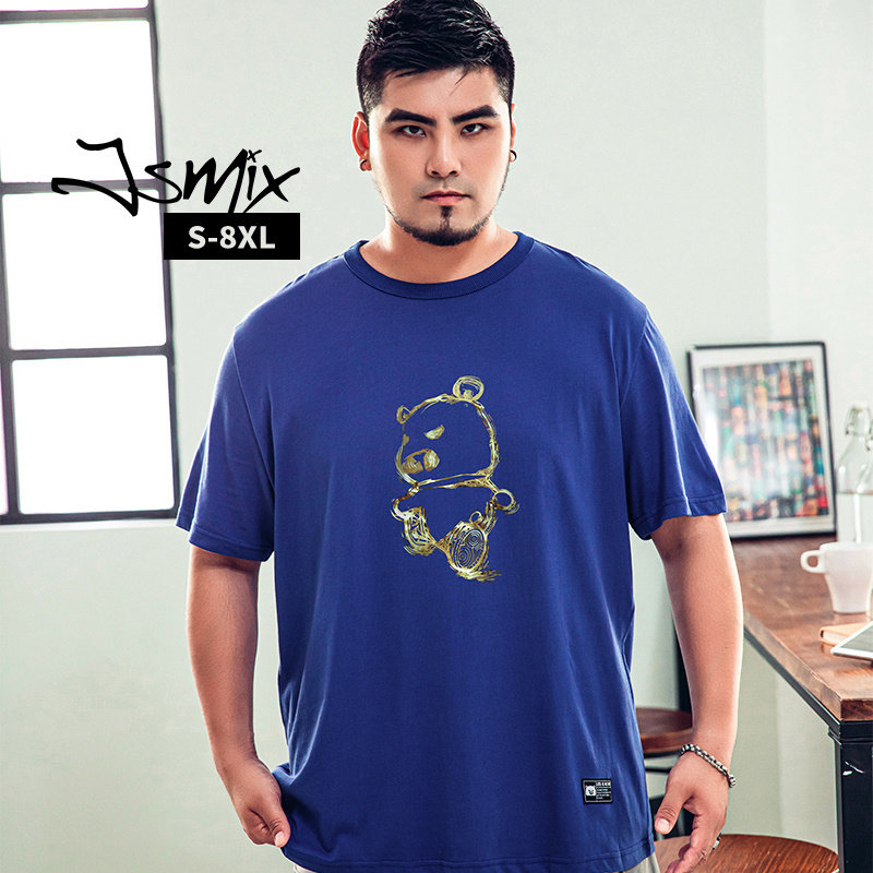 胖胖星球潮牌男装加肥加大夏街头潮流风涂鸦复古休闲印花短袖T恤