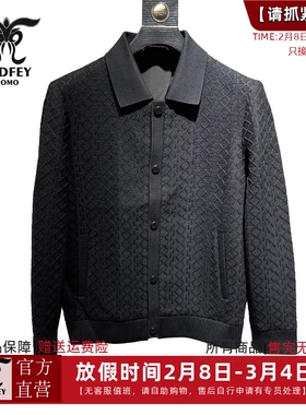 龙达飞新品【专柜同款】男士时尚翻领厚款针织夹克外套S15615Q1