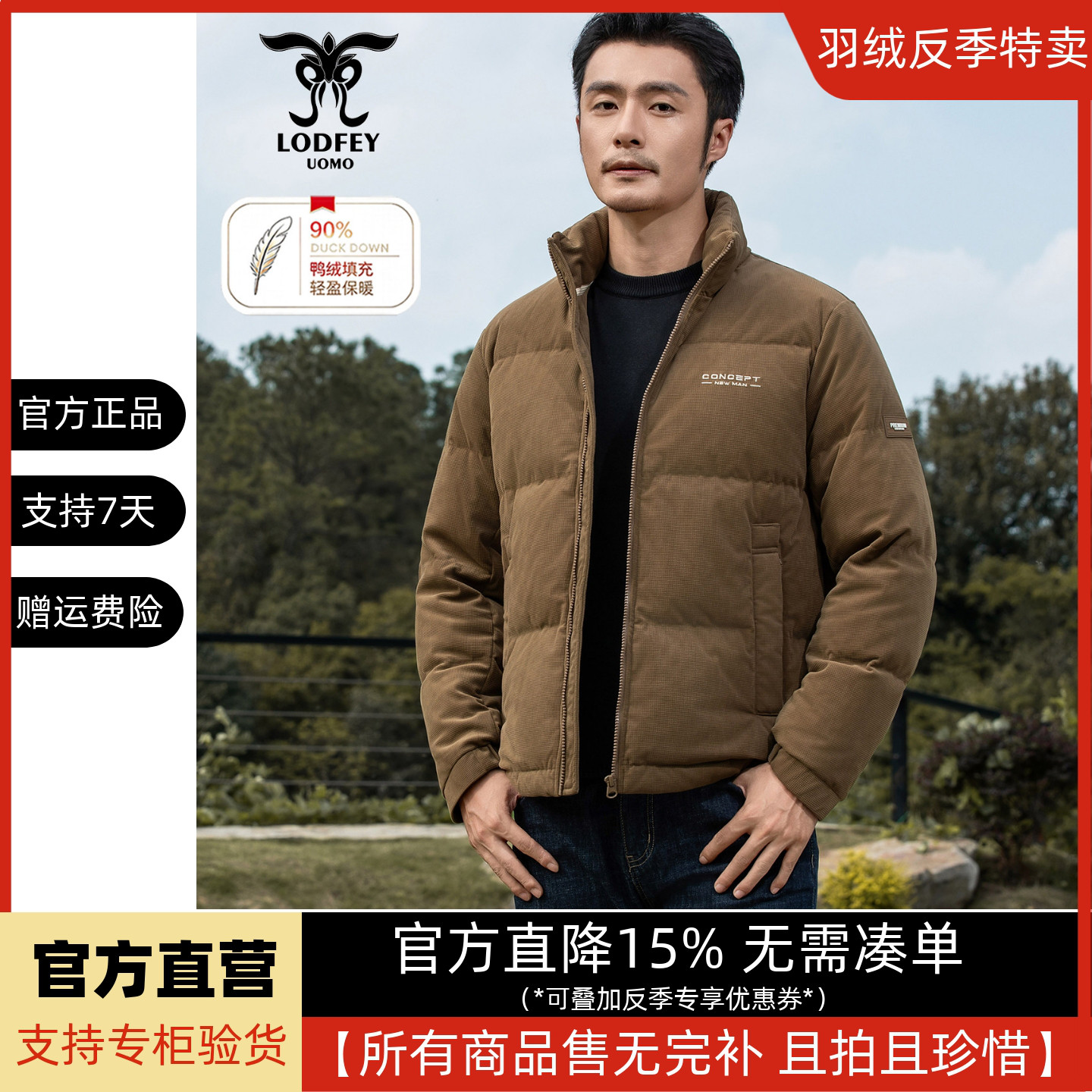 龙达飞新品【专柜同款】青年男士冬季时尚百搭立领羽绒服DT16616