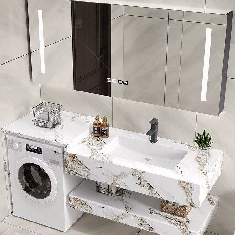 洗衣机洗手盆台面一体盆卫生间阳台洗漱台岩板无缝洗脸盆柜组合