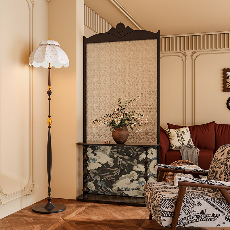 法式中古风实木海棠玻璃艺术屏风隔断置物架客厅卧室玄关移动座屏,住宅家具,座屏,淘宝优惠券,粉丝福利购,淘宝优惠卷