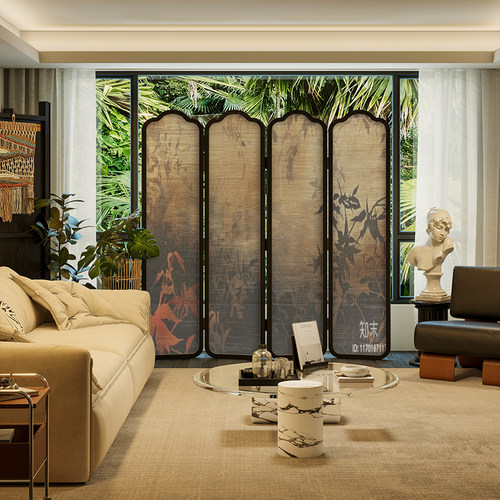 法式欧式治愈系复古折叠屏风隔断墙装饰客厅背景玄关遮挡移动折屏