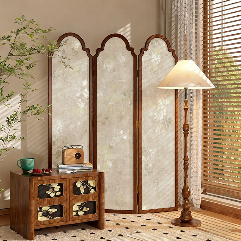 法式侘寂混搭风实木折叠屏风隔断墙装饰家用遮挡客厅玄关移动折屏,住宅家具,折屏,淘宝优惠券,粉丝福利购,淘宝优惠卷