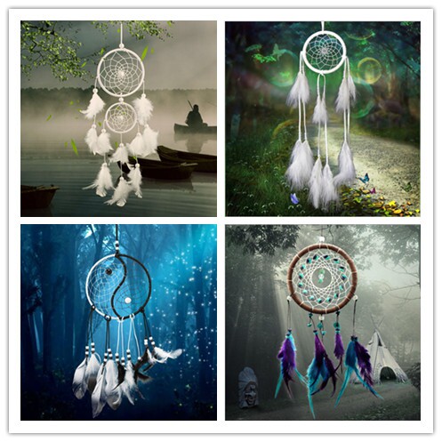 印第安捕梦网风铃现代简约家居装饰挂件汽车挂件创意壁饰纯白捕梦