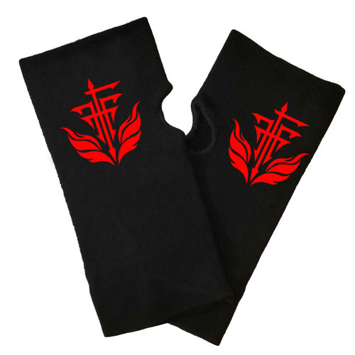 fff团烧死异端审问会动漫周边混纺棉露指半指拇指手套黑色秋冬季