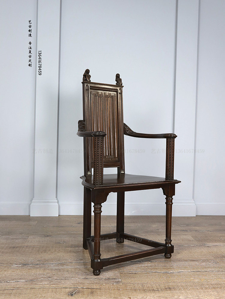 西洋哥特式全实木复古小狮子餐椅民宿整装会客椅会所咖啡厅酒店