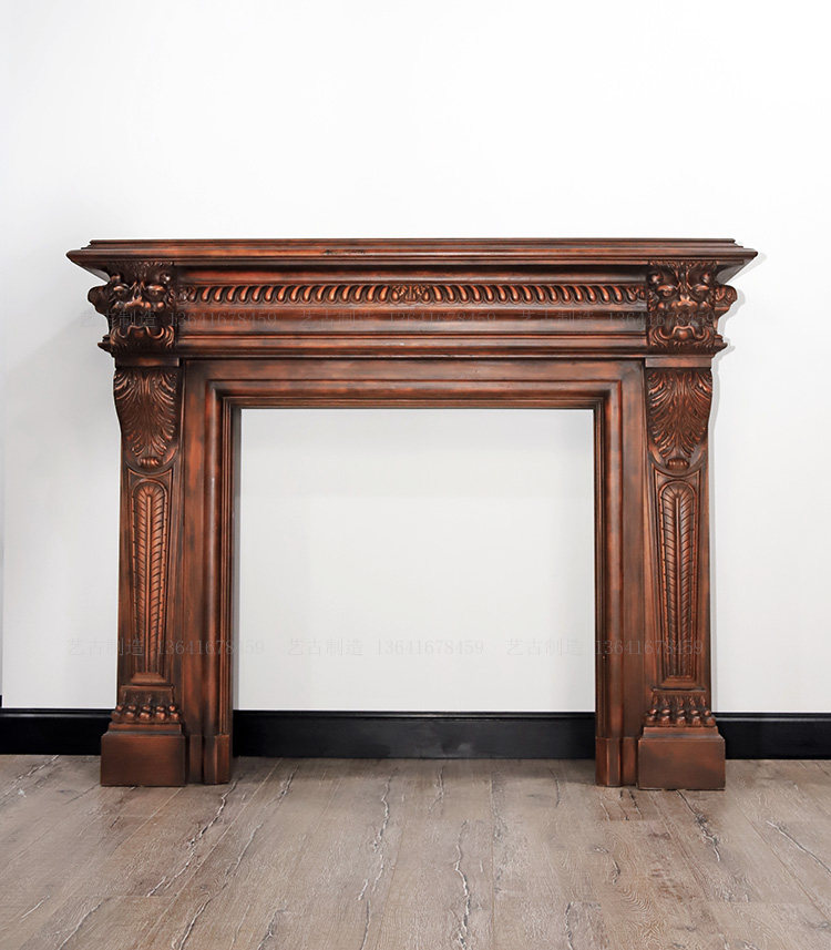 老上海西洋复刻古罗马古典狮头实木复古客厅大壁炉 会所民宿别墅