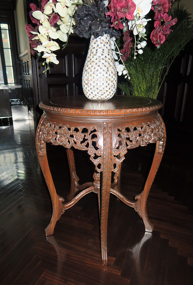 法式奢华实木复古雕花怀旧圆花几别墅样板房经典小圆桌可做小茶几