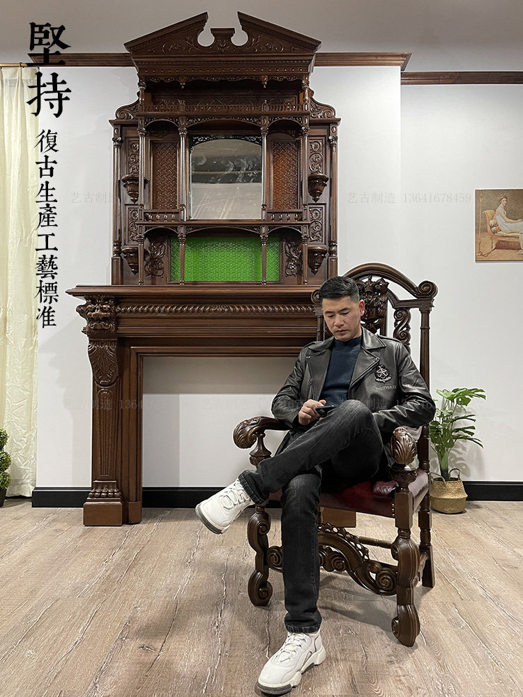 老上海复古海派民国实木榫卯个性定制怀旧壁炉 民宿会所公馆定制