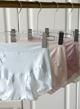 rosu裸塑新款蚕丝加长底档女士内裤透气性感舒适中腰小裤4条
