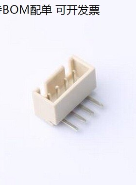 KH-A2504-04AW-M 线对板针座 间距:2.54mm 1x4P 米色 插件,P=2.5m
