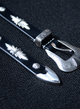 cigar手工英国皇家马具马缰革休闲简约牛皮皮带腰带925纯银纳瓦霍