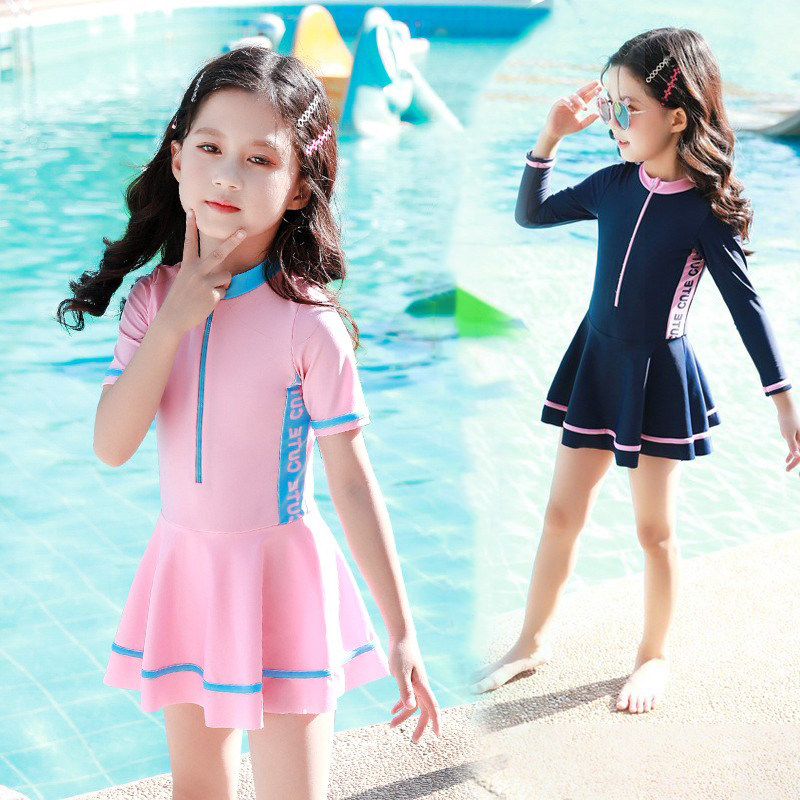 儿童游泳衣女孩2026新款洋气防晒可爱裙式平角宝宝中大童分体泳装