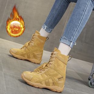 9CM内增高马丁靴女冬2025新款 雪地靴加绒女靴厚底保暖真皮短靴子