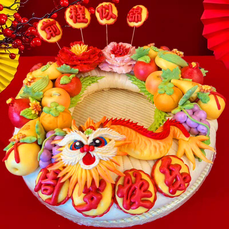 胶东花饽饽宝宝满月儿童小孩周岁百天生日蛋糕抓周抓阄幸福平安圈