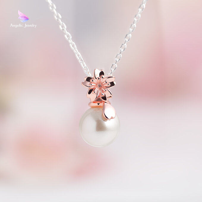 豆の日本轻奢饰品代购世家大小姐花雪月樱花925银项链创意礼物女