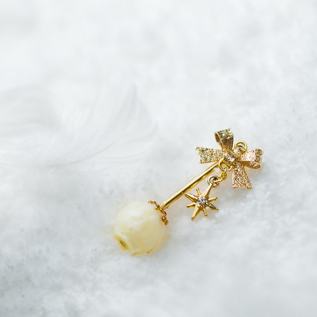 豆记 Creema minne日本代购 冬季限定雪球苹果糖耳钉耳夹