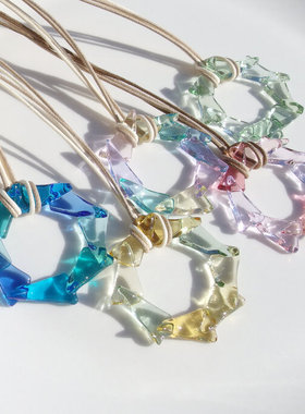 豆记手作玻璃清新毛衣链花冠