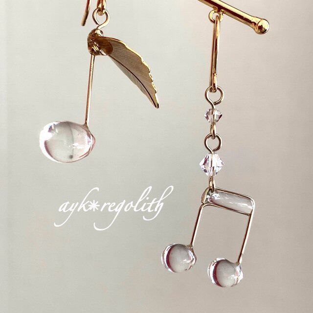 豆记のCreema minne日本代购夏日乐团音符耳钉耳夹女生创意礼物