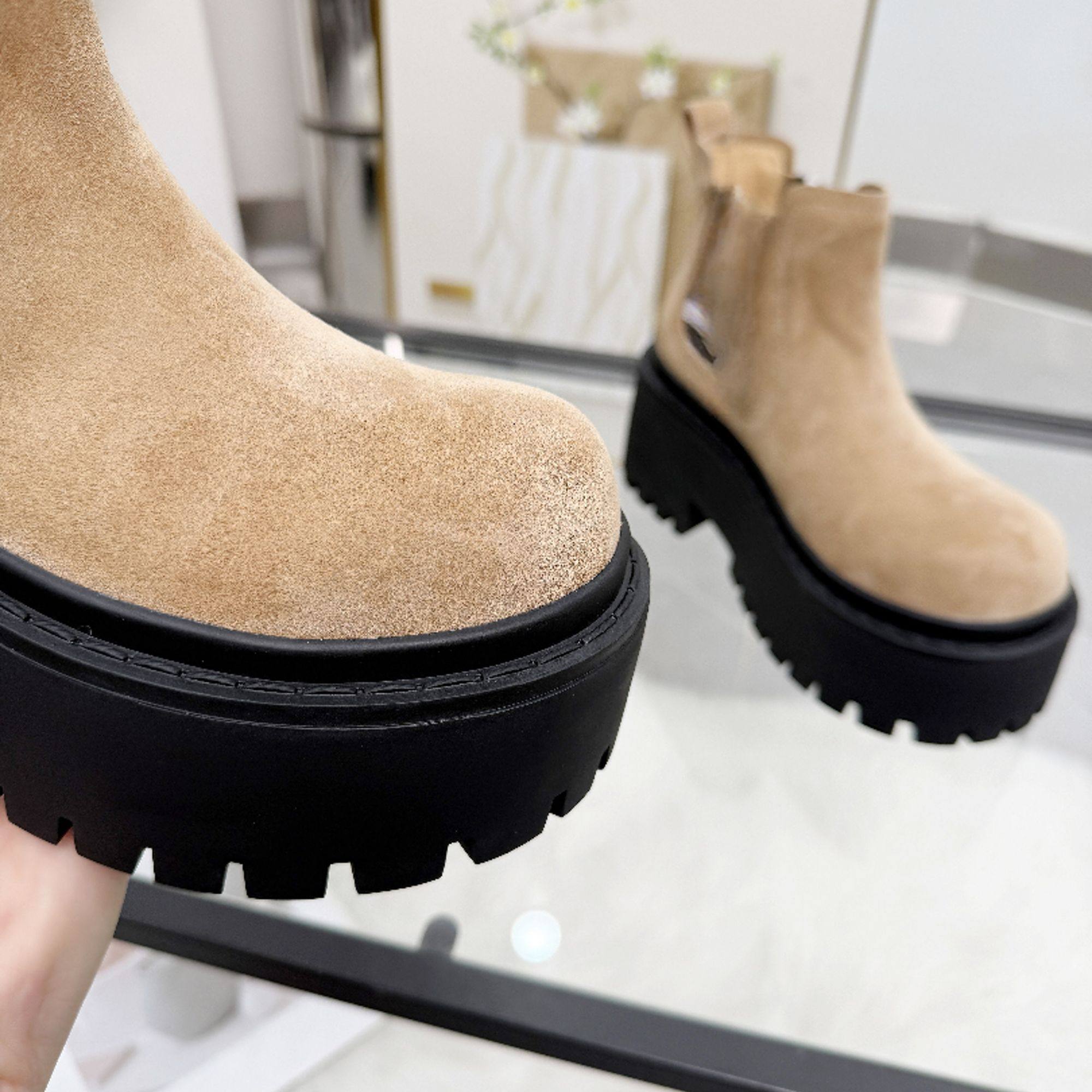 秋冬新款真皮绒里马丁靴短靴切尔西靴松紧一脚蹬松糕厚底舒适,女鞋,切尔西靴,淘宝优惠券,粉丝福利购,淘宝优惠卷