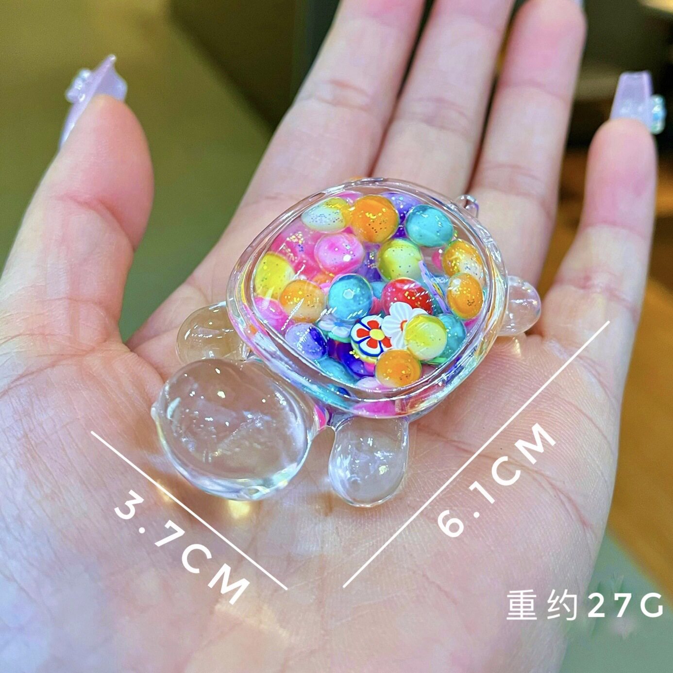 抖音同款爆品系列亚克力透明款迷你流沙奶豆乌龟桌面鱼缸造景摆件