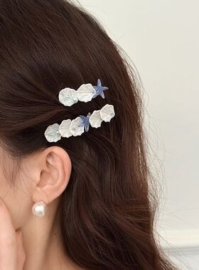 韩式ins风韩国侧边刘海发夹女边夹夏天前额头饰海星卡碎发鸭嘴夹