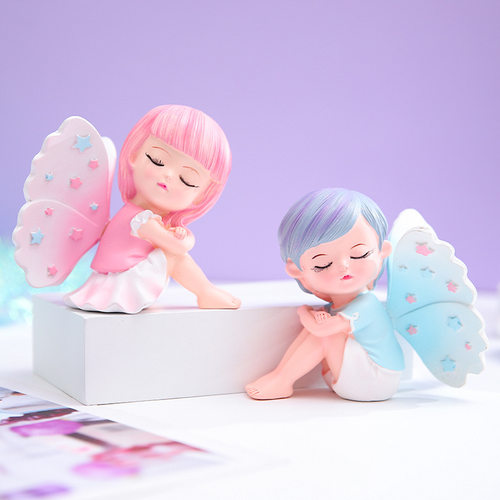 天使之翼花仙子女孩网红手办卡通公仔蛋糕烘焙桌面装饰礼品批发