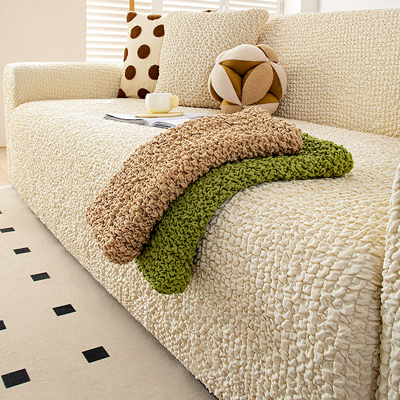 加厚泡泡纱弹力全包沙发套防猫抓