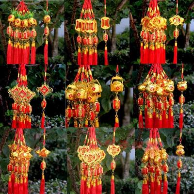 新蛇年彩色丝线球红灯笼小挂件