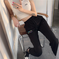 Women's high waist Leggings with drawstring casual sports pants + tight bottomed vest
