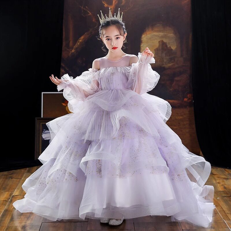 主持花童生日女童里料棉布礼服
