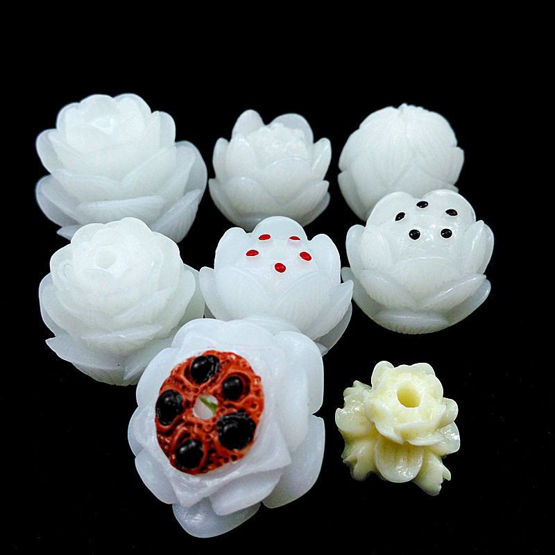 菩提diy玉莲花玉坠吊坠陈令同款