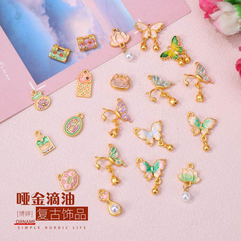 哑银滴油蝴蝶吊坠平安锁图片