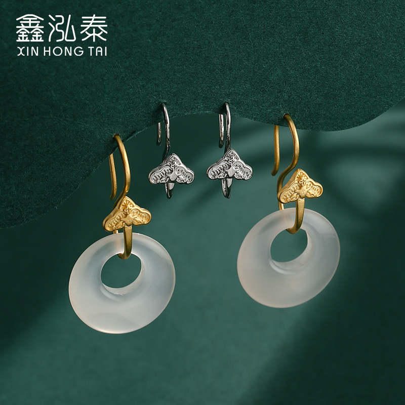 鑫泓泰复古简约平安扣耳环配件女