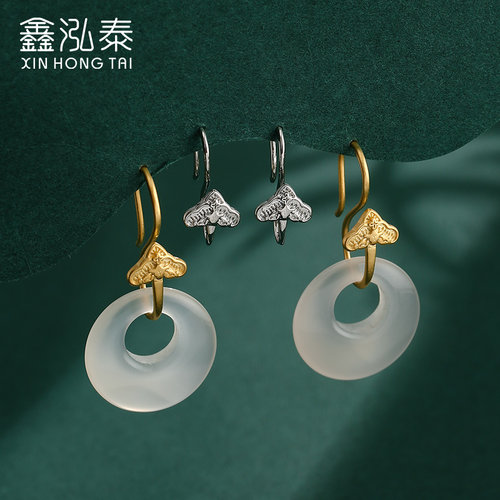 鑫泓泰复古简约平安扣耳环配件女
