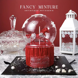 包邮网红情人节马年蛋糕装饰摆件木马模具塑料水晶球玻璃罩插件