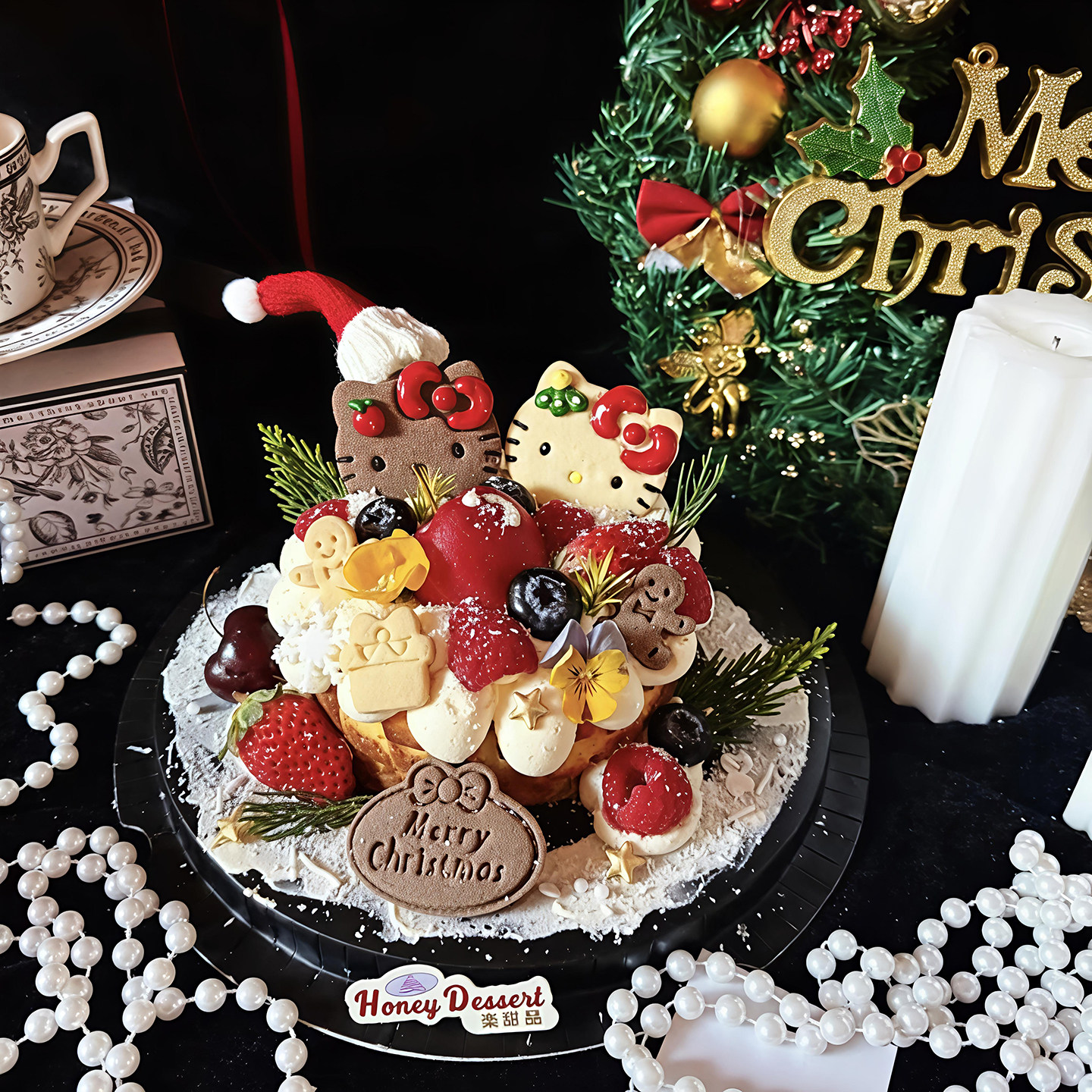 包邮网红圣诞节烘焙蛋糕装饰摆件可爱kitty猫姜饼人麋鹿饼干