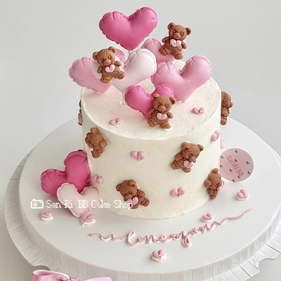 包邮七夕情人节网红烘焙蛋糕装饰卡通可爱小熊硅胶模具爱心插件