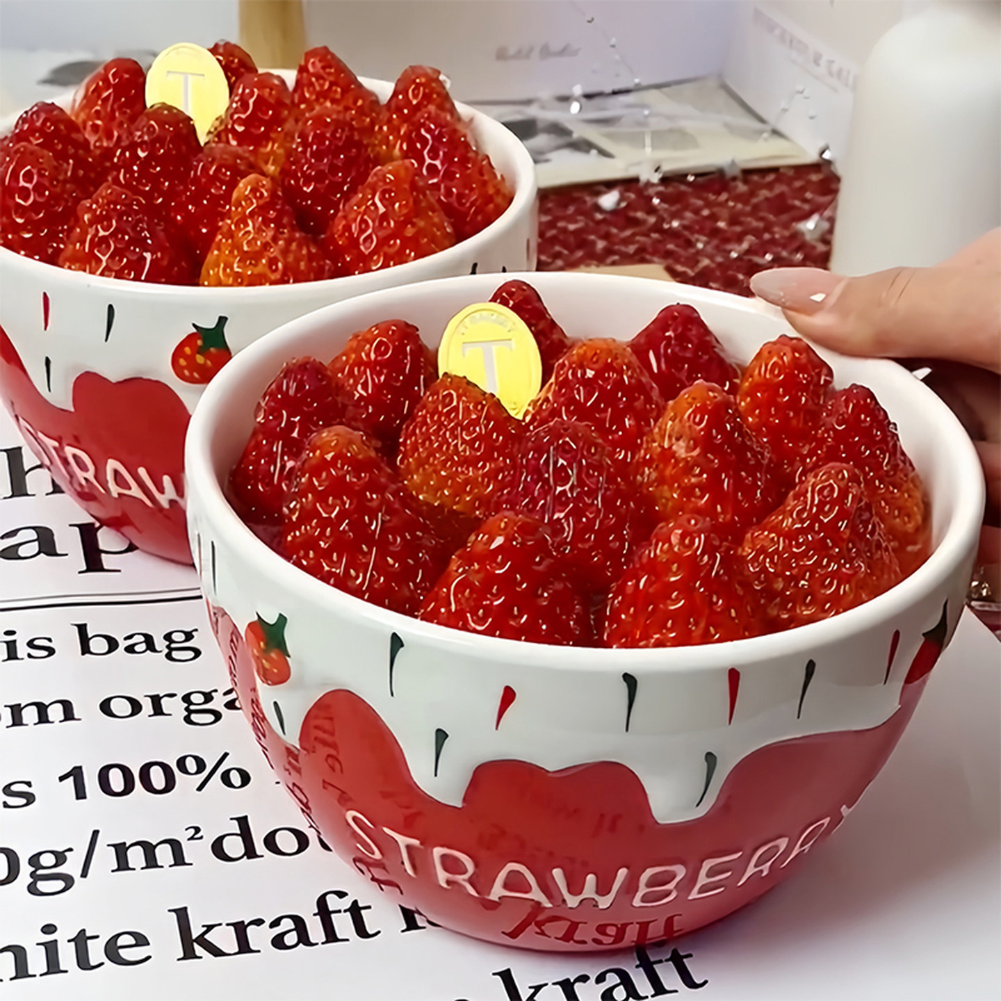 包邮网红新年圣诞节韩国ins风草莓蛋糕草莓陶瓷碗创意甜品缸盆,节庆用品/礼品,蛋糕/烘焙装饰用品,淘宝优惠券,粉丝福利购,淘宝优惠卷