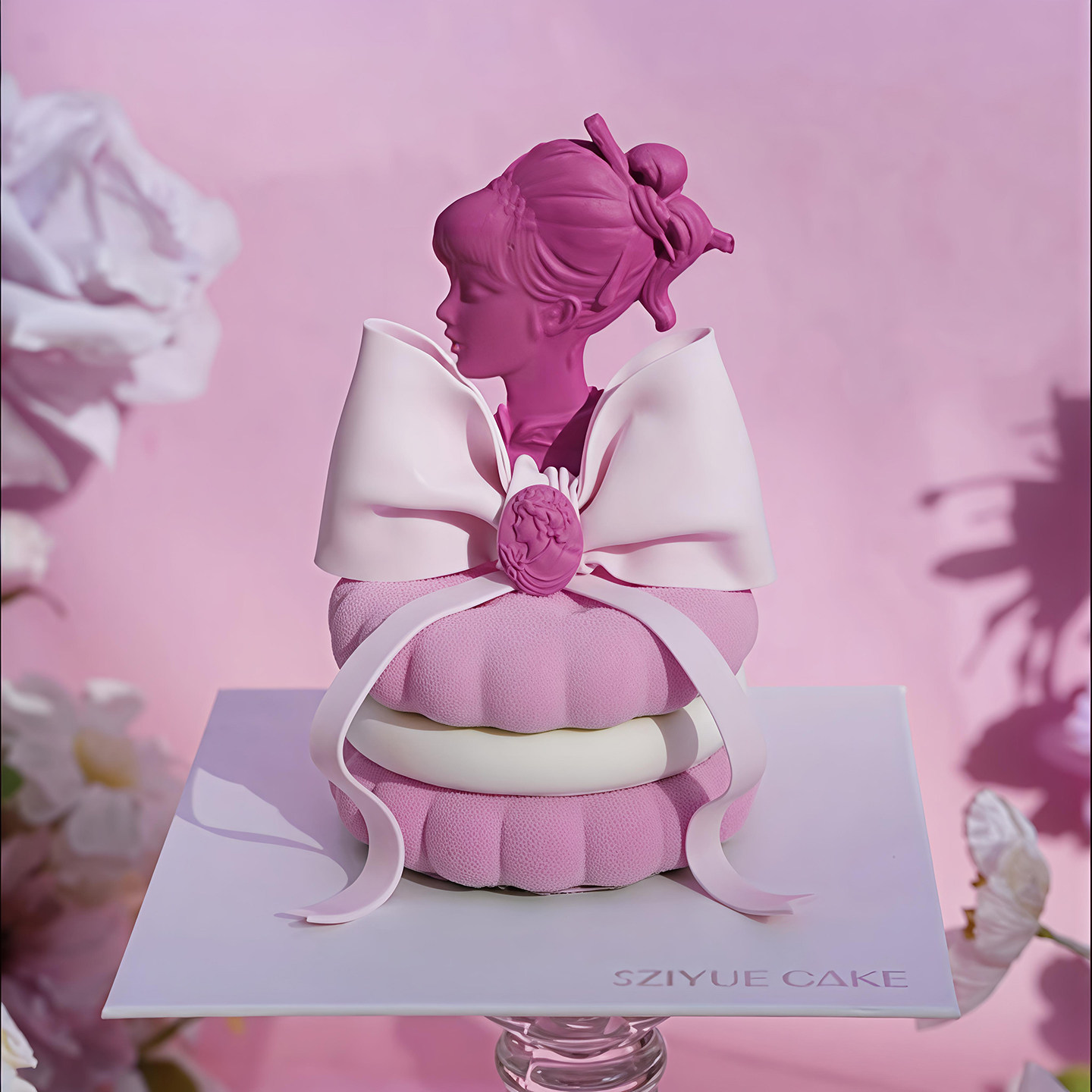 包邮38女神节网红蛋糕夹心饼干模具大复古女孩头像翻糖硅胶模具