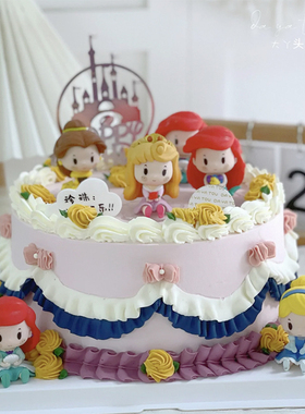 烘焙蛋糕装饰摆件Q版可爱公主冰雪城堡女孩生日网红儿童卡通插件