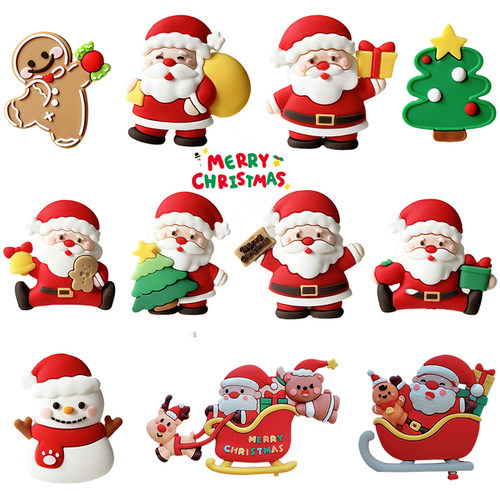 包邮2025网红圣诞节烘焙蛋糕装饰摆件软胶圣诞老人雪人圣诞树插件