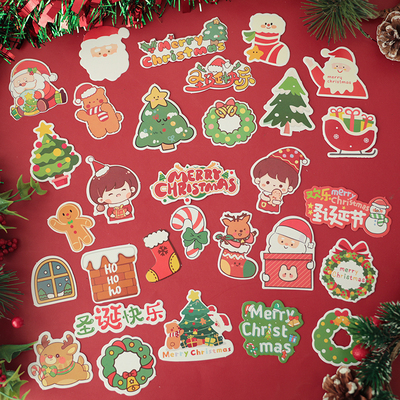 烘焙蛋糕装饰圣诞节纸质插卡圣诞老人男孩女孩圣诞树节日甜品插件