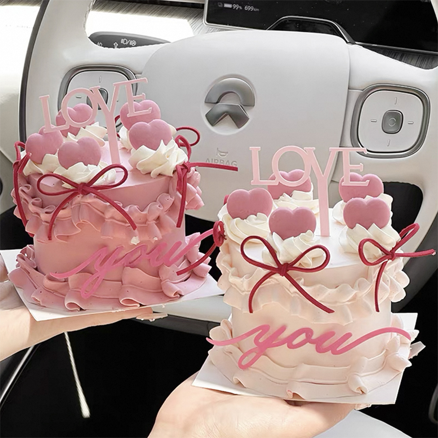 包邮七夕情人节网红心马卡龙蛋糕装饰插件亚克力loveyou表白插件