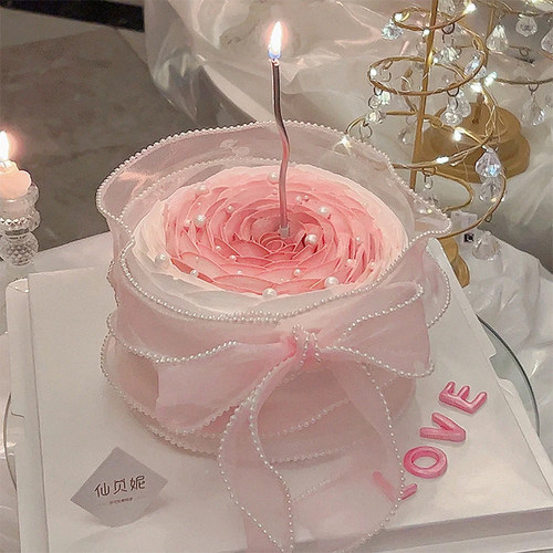 七夕情人节烘焙蛋糕装饰珍珠鱼尾纱丝带围边仙女神生日蜡烛插件