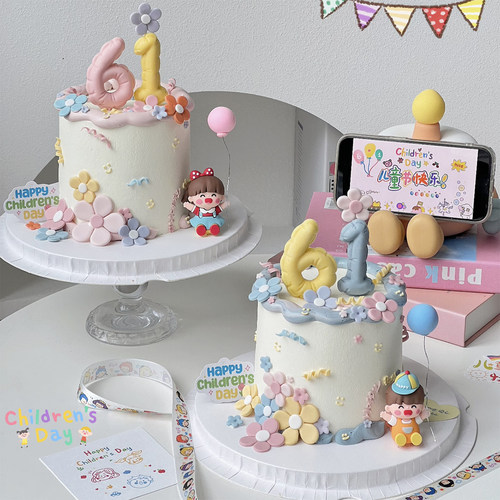 包邮网红六一儿童节61数字气球硅胶模具干佩斯花朵压模男女孩插件