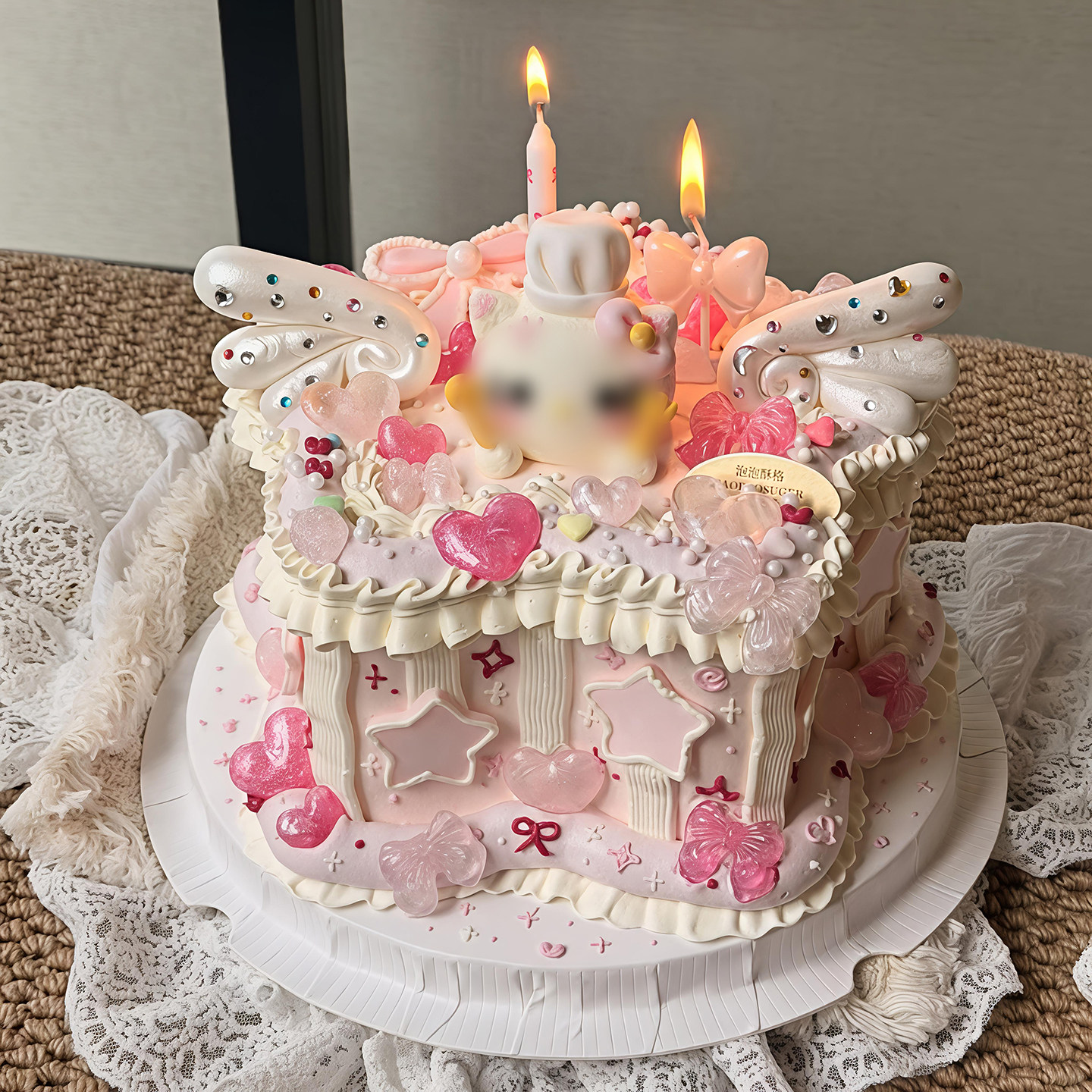 包邮网红生日蛋糕装饰插件翻糖卷卷天使翅膀硅胶模具爱心蝴蝶结
